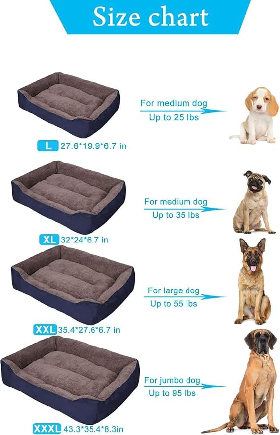 PUPPBUDD Dog Beds for Medium Dogs, Washable Dog Bed Comfortable and Breathable Pet Bed Rectangle Warming Dog Bed for Medium Dogs