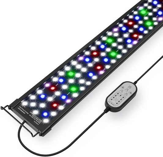 Aquarium Light,22W 24/7 Natural Mode,9 Light Modes(Water Grass Mode & 7 Colors & Cycle),Adjustable Timer and 7 Color Brightness - with Expandable Mounting Bracket for 24~30IN Fish Tank