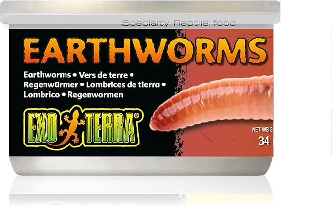 Exo Terra Specialty Reptile Food, Canned Earthworms for Reptiles