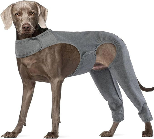 ROZKITCH Dog Surgery Recovery Sleeve Rear Right Left Leg, Pet Prevent Licking Wound Elbow Brace Protector, Dog Recovery Suit Cone Collar Alternative for Sprain ACL CCL Arthritis Joint Care Grey 2XL