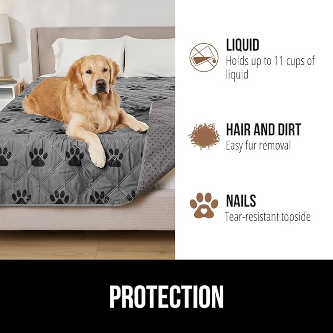 Gorilla Grip 100% Waterproof Dog Blanket, Pet Friendly Throw Essential for Small Dogs, Tear and Slip Resistant Leakproof Washable Couch Cushion Bed Protector Cover for Indoor Furniture, 30x70 Paw