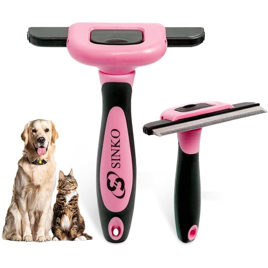 Sinko Deshedding Dog Brush -Professional Dog Deshedding Brush, Dog Brush for Shedding, Pet Deshedding Tool, Cat Deshedding Brush, Fur Deshedding Brush, Pet Hair Remover for Cats and Dogs (Pink)