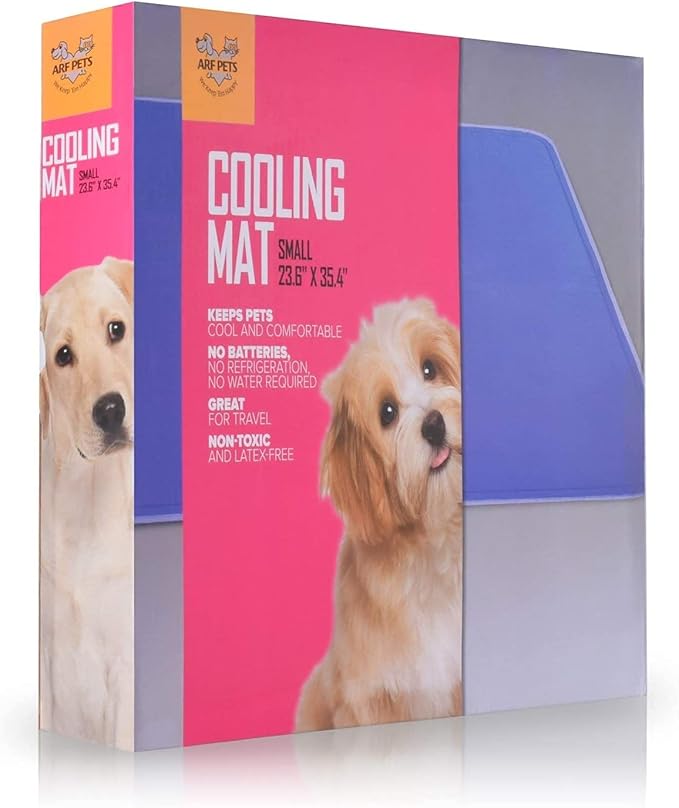 Arf Pets Dog Cooling Mat 23” x 35” Pad for Kennels, Crates, Beds, Non-Toxic, Durable Solid Self Cooling Gel No Refrigeration or Electricity Needed