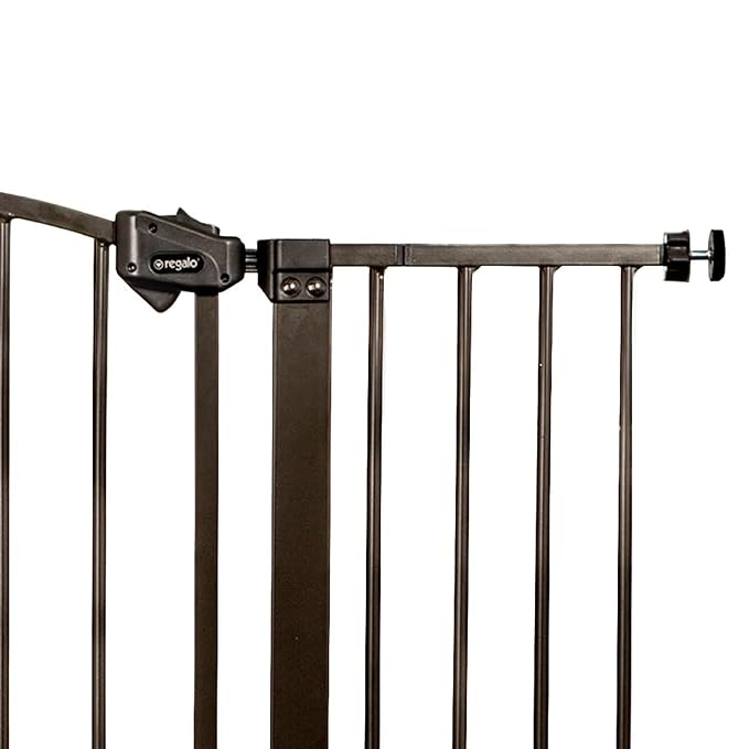 Regalo Easy Step Extra Tall Walk Thru Baby Gate, Bonus Kit, includes 4-Inch Extension Kit & Easy Step Extra Tall Arched Décor Walk Thru Baby Gate, includes 4-Inch Extension Kit
