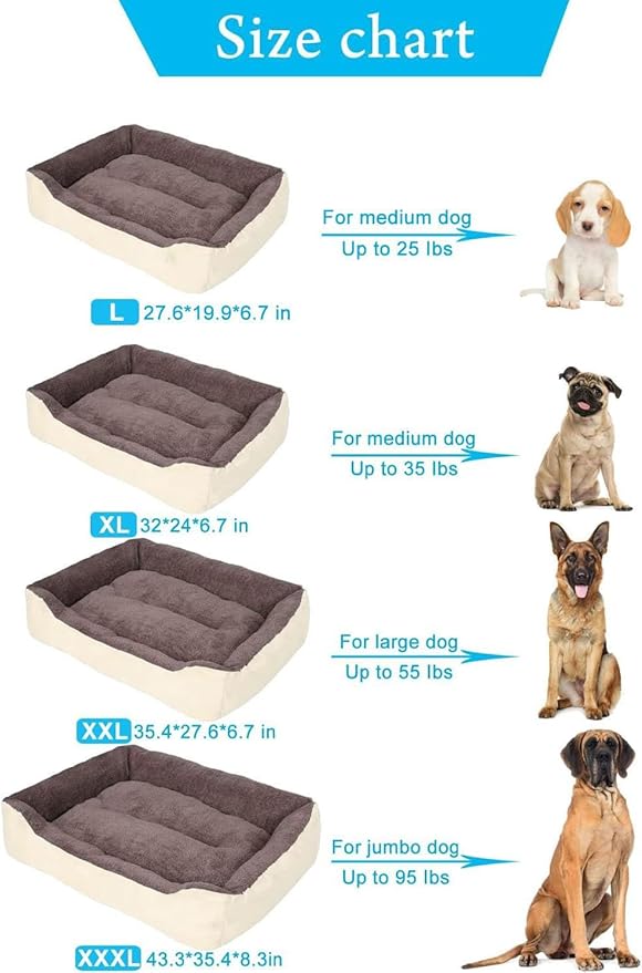 PUPPBUDD Dog Beds for Medium Dogs, Washable Dog Bed Comfortable and Breathable Pet Bed Rectangle Warming Dog Bed for Medium Dogs