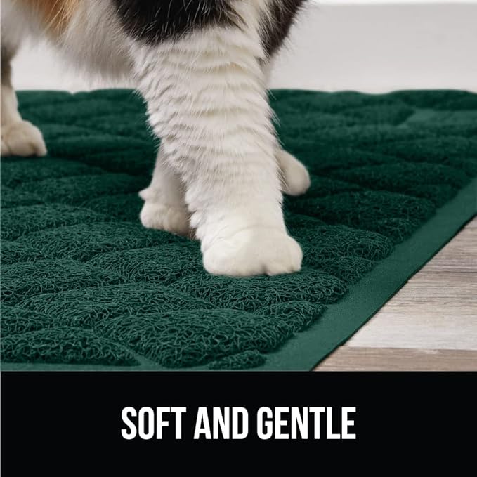 The Original Gorilla Grip Water Resistant Cat Litter Box Trapping Mat 35x23, Easy Clean, Textured Backing, Traps Mess for Cleaner Floors, Less Waste, Stays in Place for Cats, Soft on Paws, Green