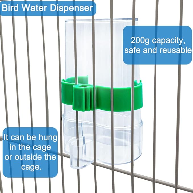 Hamiledyi No Mess Bird Feeders Automatic Parrot Feeder Drinker Acrylic Seed Food Container Parakeet Water Dispenser Cage Accessories for Lovebirds Budgies Canary Finch