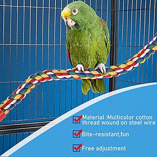 Bird Rope Perches for Parrots, Cockatiels, Parakeets, Budgie Cages Comfy Birds Colorful Rope Toy (31.5inch Plastic nut)