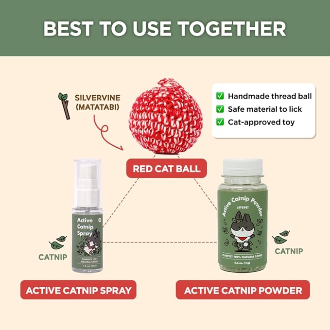 Active Catnip Spray (1 fl.oz) Active Catnip Powder (0.5oz) - Potent Fresh Leaves or Liquid for Entertaining Cats, Reducing Stress & Anxiety, Reviving Old Toys (Spray+Catnip)