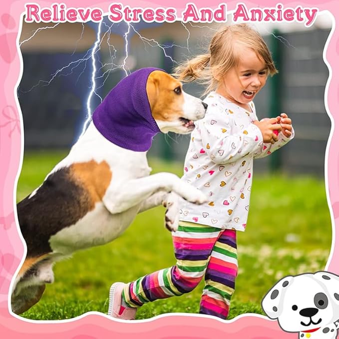 Dog Ear Hematoma Clip Pet Ear Flap Head Wrap DDFS (2 Pack)，Earmuffs Dog Hoodie No Flap Ear Wrap for dogs - Purple+Blue L