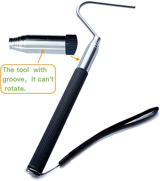 40inch Collapsible Snake Hook Sturdy Non-rotatable Stainless Steel Hook, Tool Hook，Designed with Groove, Can't Rotate, is Easier tooperate and Safer