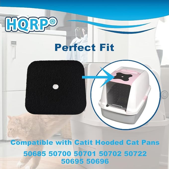 HQRP 12-Pack Replacement Carbon Filters Compatible with Catit Hooded Cat Litter Pans 50685, 50700, 50701, 50702, 50722, 50695 & 50696