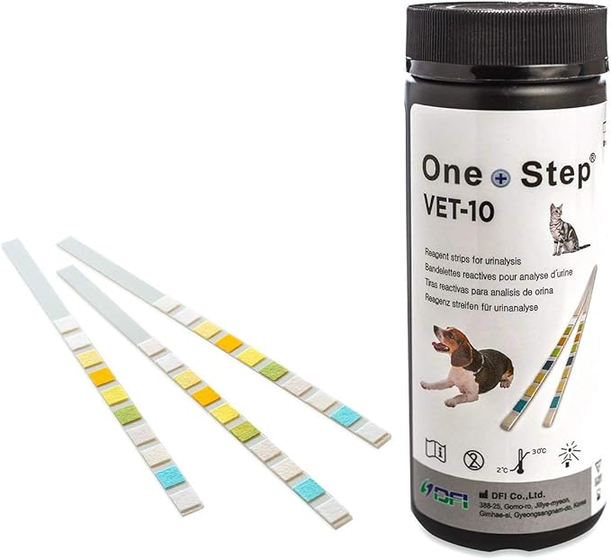 One Step Pet Urine Testing Strips, 100 x Urinalysis Parameter Tests for Dogs, Cats, Vets & Animals. Accurate Testing for Veterinarians Detects UTI, Diabetes, Bladder, Kidney, Liver, SG, pH, Glucose