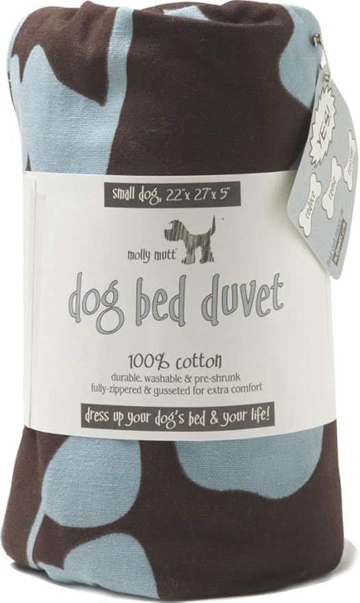 Molly Mutt Your Hand in Mine Dog Bed Duvet Cover, 100% Cotton Canvas Cover for Dog Bed, Puppy Bed, or Cat Bed, Durable, Washable, and Free of Harmful Chemicals, 22" x 27" x 5"
