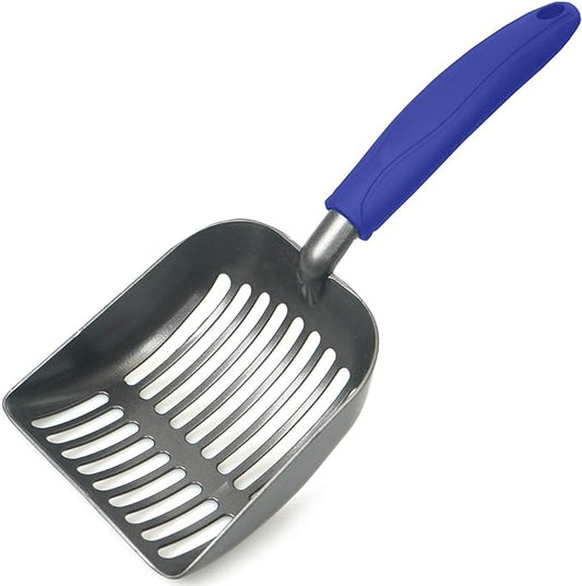 Metal Cat Litter Scoop - Non Stick Aluminum Alloy Aluminum cat Litter Scooper, Solid and Durable Oversized Metal Litter Scoops, Solid Metal, Fecal screening, Solid Handlel Blue