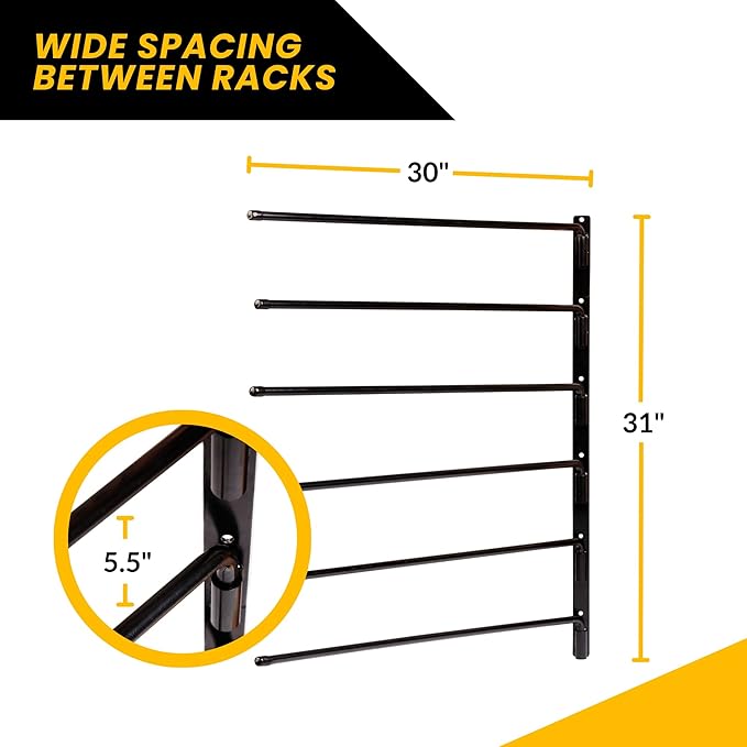 Saddle Pad Rack - Horse Blanket Holder | Heavy Duty 180 Degree Swing-Out Wall Mount | Six (6) Well-Spaced, Extra-Long Rack Arms for Various Accessories | USA Designed (3)