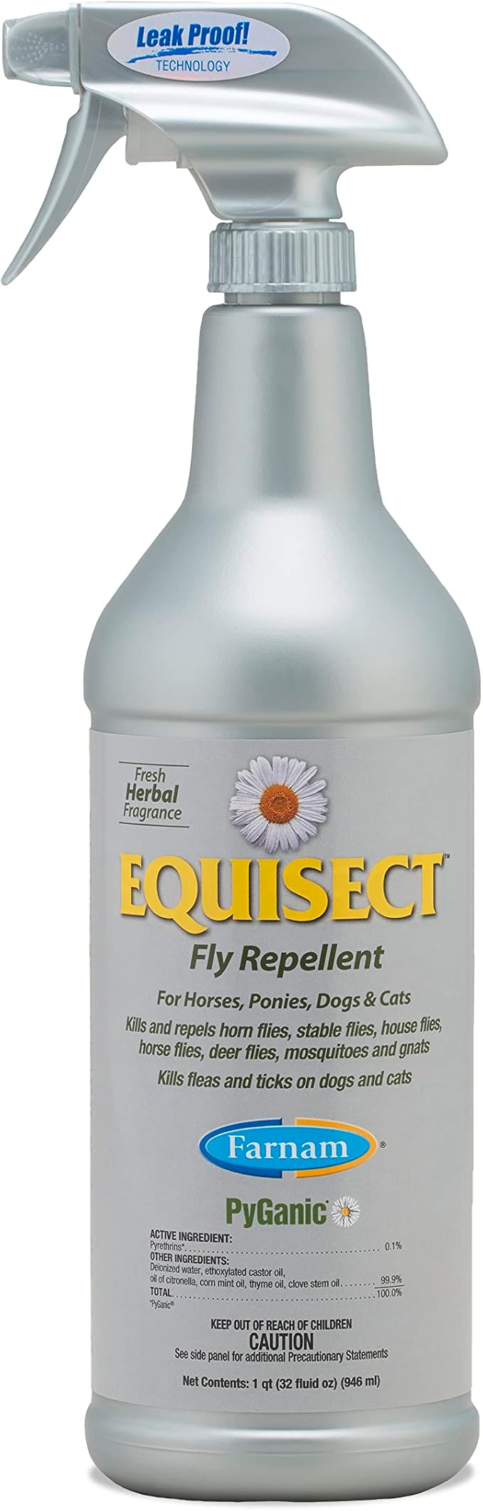 Farnam Equisect Botanical Fly Repellent for Horses, Dogs and Cats, 32 Ounces, Quart Spray