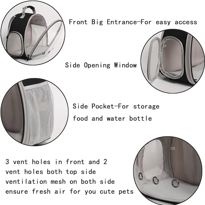 Guinea Pig Carrier,Guinea Pig Carrier for 2,Reptile Travel Carrier for Lizards Sugar Glider Hedgehog Rat Parrot Birds (Grey, Backpack)