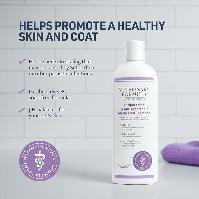Vet's Best Healthy Coat Shed & Itch Relief Dog Supplements | Relieve Dogs Skin Irritation & Veterinary Formula Clinical Care Antiparasitic & Antiseborrheic Medicated Dog Shampoo