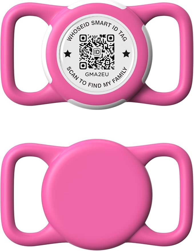 QR Code Airtag Holder, Scan QR Code Send Location Alert Email, Waterproof Full Body Protection Anti-Lost Air Tag Case, Airtag Accessories for Dog, Cats, Collar, Backpack (Rose, Regular)