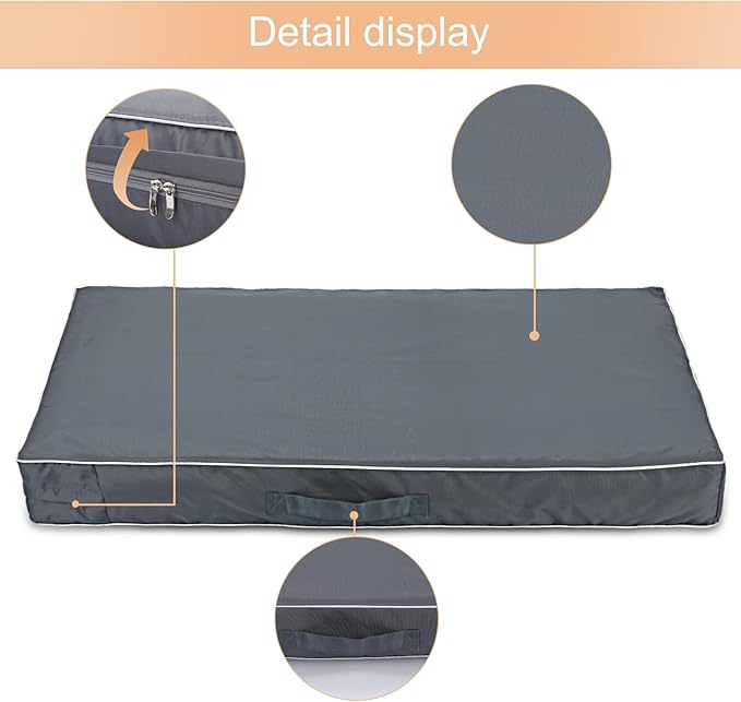 Chinchilla Waterproof Heavy Dog Bed Cover Washable, with Zipper Opening Fillable Universal Dog Bed Replacement Cover.Cover Only (XXXX-Large, Gray)