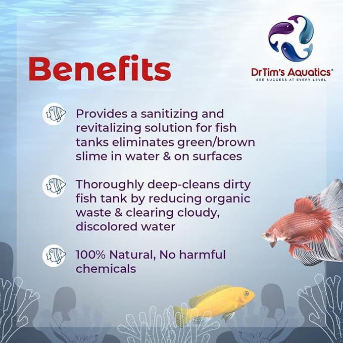 DrTim’s Aquatics Re-Fresh for Freshwater Aquariums – 100% Natural Fish Tank Sanitizer & Revitalizer Conditioner Solution for Fresh, Crystal-Clear, Sparkling Water - 8oz - Treats 480 gal