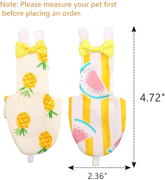 Bird Diaper Parrot Washable Diaper Nappies for Parakeet Cockatiel Mini Macaw Budgie Canary Flight Suit 2 Pcs