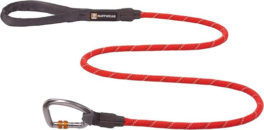 Ruffwear, Knot-a-Leash Dog Leash, Reflective Rope Lead with Carabiner, Red Sumac, Large