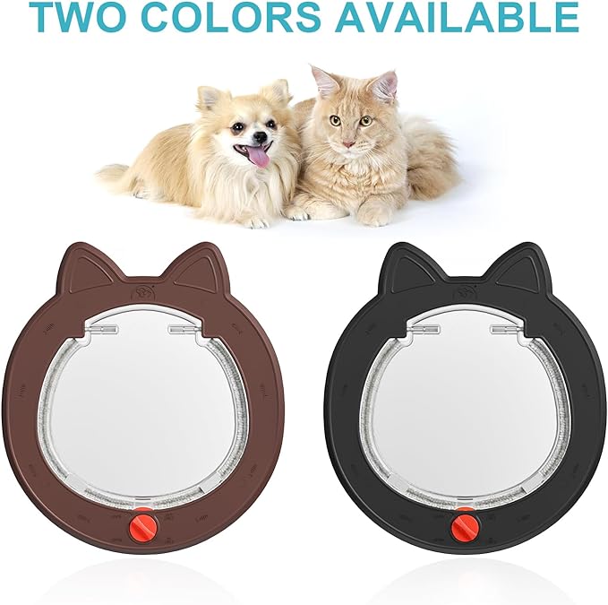 Pet Door, Cat Door for Interior Exterior Doors, 7.5" x 7.5" Inner Frame, 4-Way Locks, for Cats and Small Dogs, Easy to Install, Suitable for Interior and Exterior Doors, Black