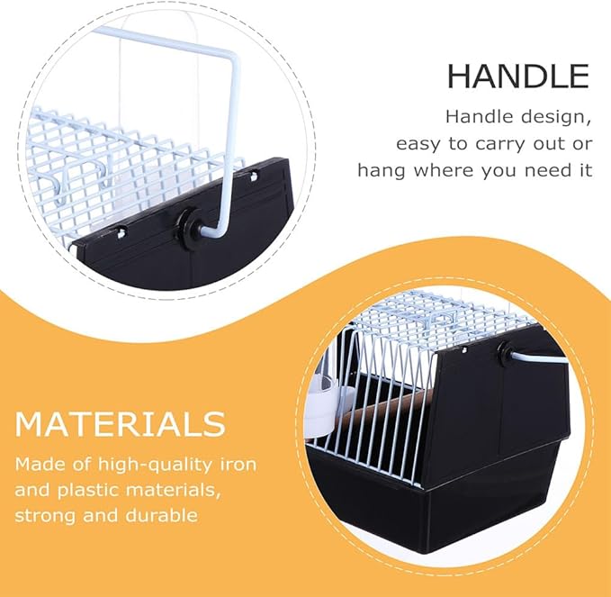 POPETPOP Small Bird Cage with Feeding Water Bottle and Handle- Parakeet Travel Cage, Portable Parrots Bird Carrier for Lovebird, Cockatiel