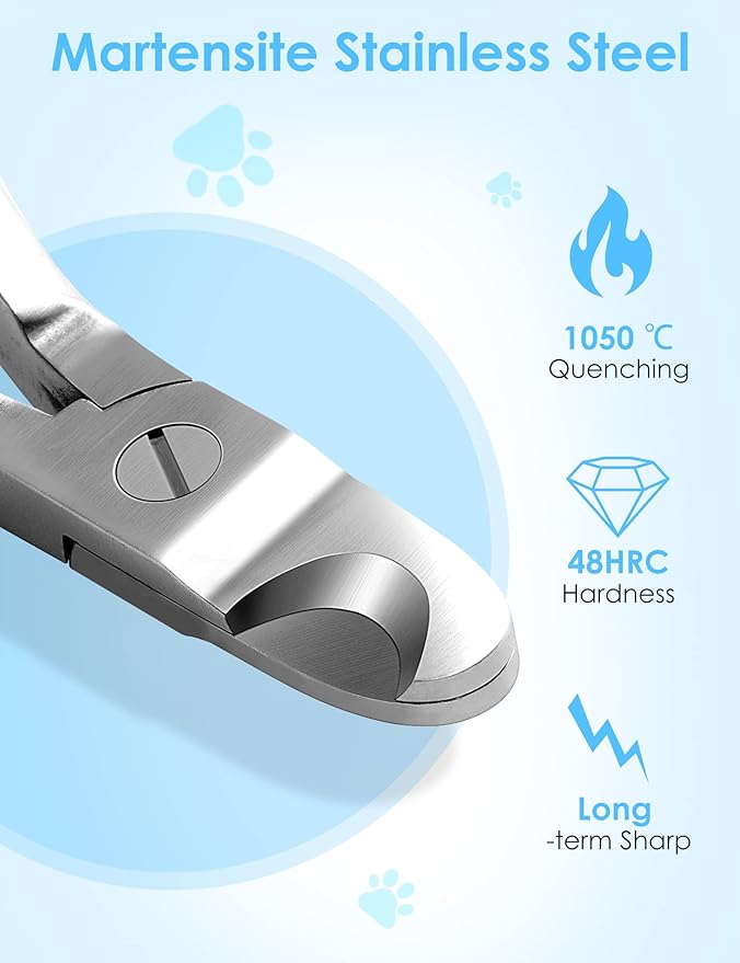 Upgrade Wide Open Dog Nail Clippers for Large Dogs Cut Like Butter, Heavy Duty Dog Nail Trimmer Full Metal Razor Sharp Professional for All Dogs Cats with Thick Toenail