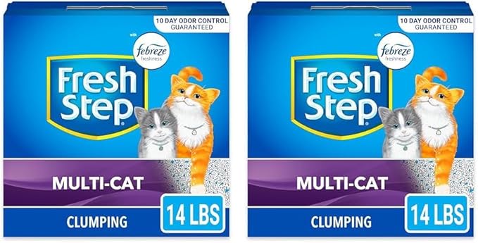 Fresh Step Clumping Cat Litter, Multi-Cat Odor Control, 14 lbs (Pack of 2)