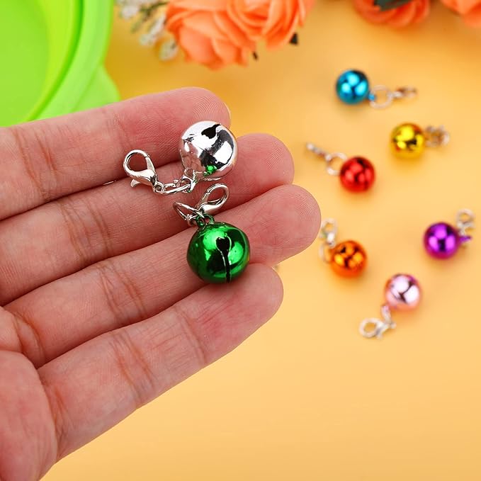 10 Pcs Cat Dog Collar Bells, Jingle Bell for Cat Collar,Dog Collar Charms,Colourful Pet Small Bells with Clasps Collar Accessories,Festival Party DIY Crafts Decoration