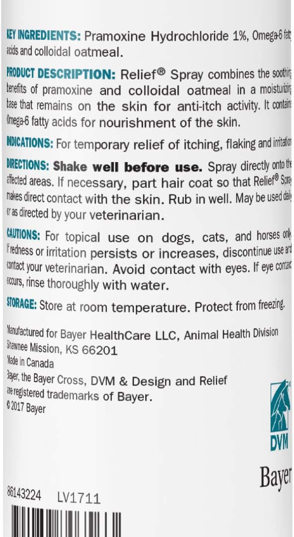 Relief Spray, temporary relief of itching and flaking, for dogs, cats and horses, 8 oz