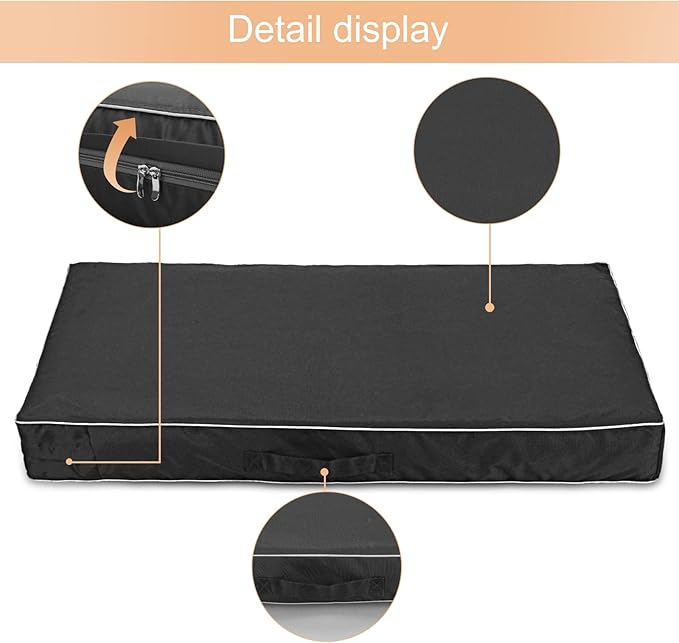 Chinchilla Waterproof Heavy Dog Bed Cover Washable, with Zipper Opening Fillable Universal Dog Bed Replacement Cover.Cover Only (XX-Large, Black)