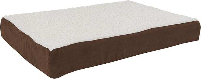 Orthopedic Dog Bed ? 2-Layer Memory Foam Dog Bed with Machine Washable Sherpa Cover ? 30x20.5 Dog Bed for Medium Dogs up to 45lbs by PETMAKER (Brown)