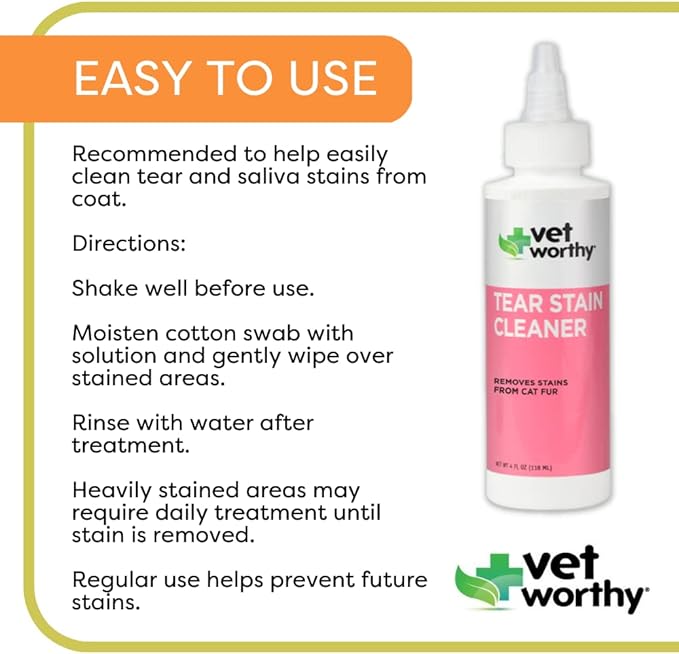 Vet Worthy Tear Stain Cleaner for Cats (4 oz)