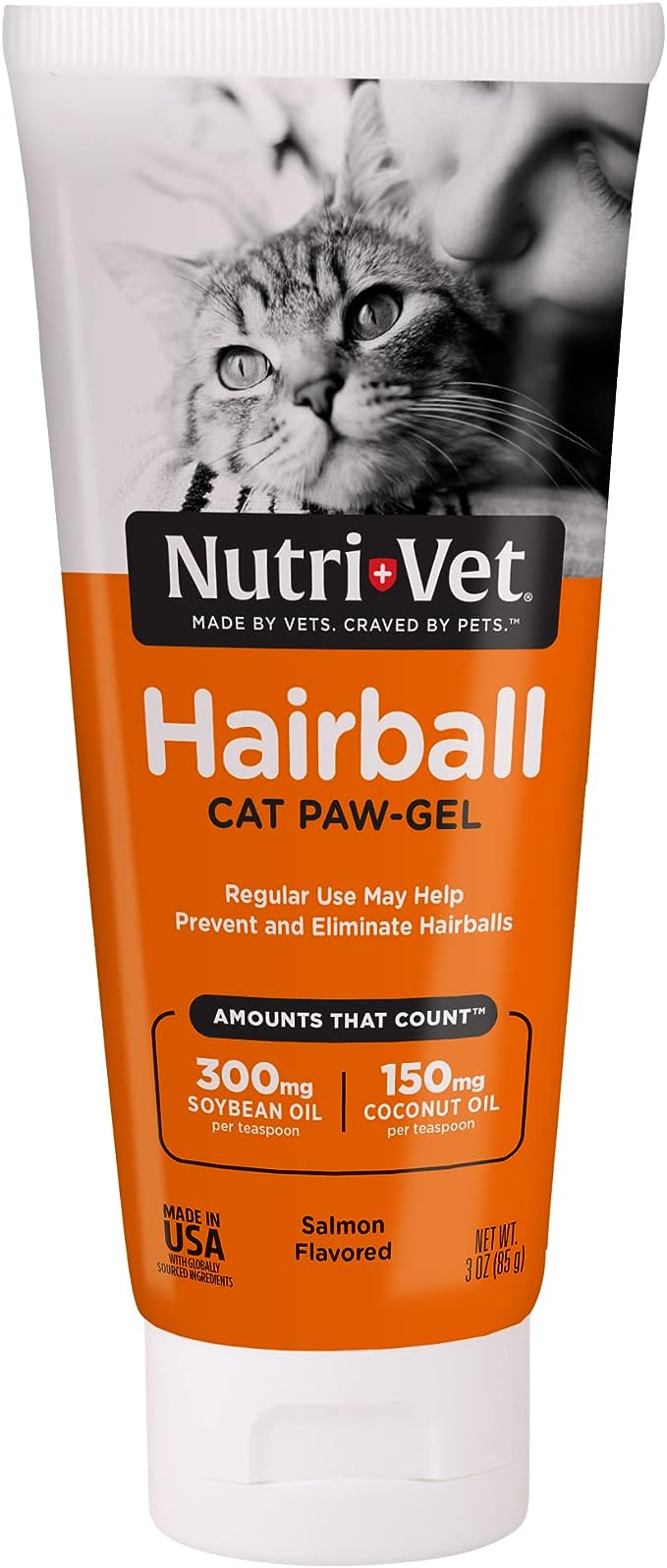 Nutri-Vet Hairball Paw Gel for Cats | Salmon Flavored Gel to Help Reduce and Eliminate Hairballs | 3 Ounces