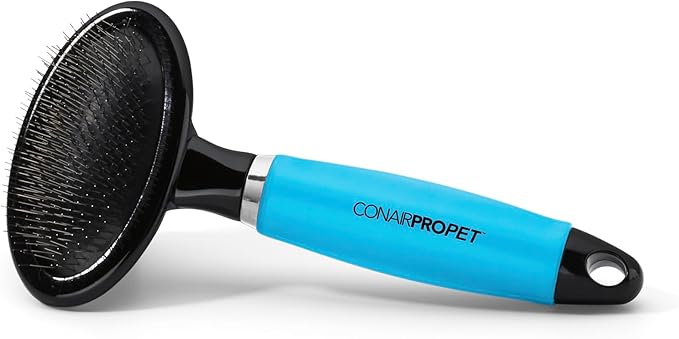 CONAIRPRO dog & cat Slicker Brush, Cat Brush for Shedding, Removes Tangles, Mats & Loose Hair, Firm Metal Pins for Effective Brushing, Memory Gel Grip Handle