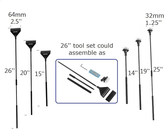 Aquarium Algae Scraper Cleaner Brush with 10 Stainless Steel Blades for Fish Reef Plant Glass Tank 26 Inch