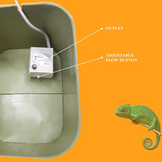 Reptile Water Bowl with Filtration System, Lizard Drinking Fountain, Bearded Dragon Tank Accessories, Reptile Habitat Waterfall for Bearded Dragon, Leopard Gecko, Chameleon, Snake