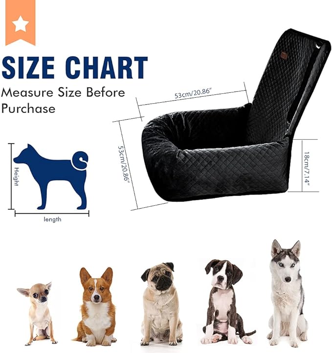 Dog Car Seat Pet Booster Seat Pet Travel Safety Car Seat,The Dog seat Made is Safe and Comfortable, and can be Disassembled for Easy Cleaning(Solid Black)