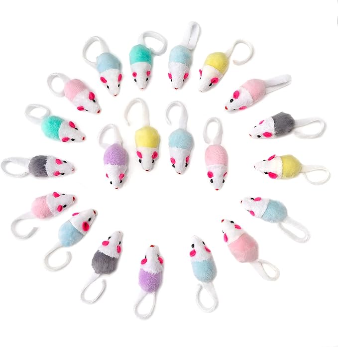 CHIWAVA 36 Pack 1.8 Inch Small Interactive Cat Toys Mice with Catnip Rattle Sound Mouse for Indoor Cats Kitten Play