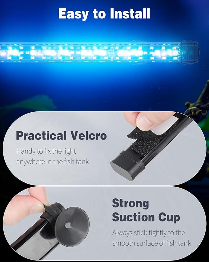 Pawfly 6.5 W Aquarium LED Light 12 Inch 24/7 Fish Tank Light with Full Spectrum IPX8 Waterproof Light Multi-Colored LEDs with D/N Mode Single Color Effects Timer and Adjustable Brightness