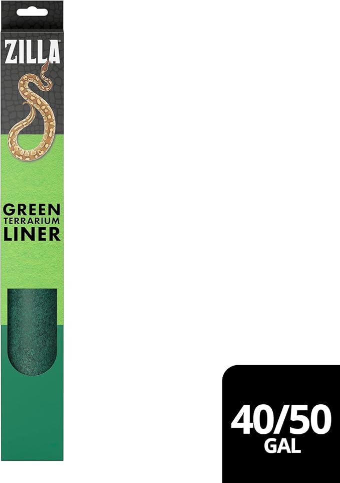 Zilla Reptile Terrarium Liner, Odor Reducing, Non-irritating, Ideal for Juvenile Reptiles and Tropical Habitats, Green, Fits Tank Size 40/50 Gallon, 17.25” x 35.25”