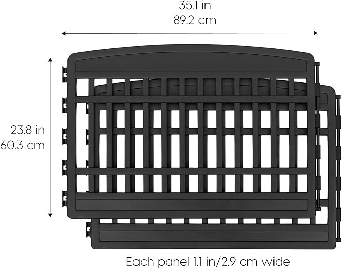 IRIS USA Dog Playpen Add-On Panels, 2-Panel 24" Pet Playpen, Puppy Playpen, Foldable, Customizable, Black