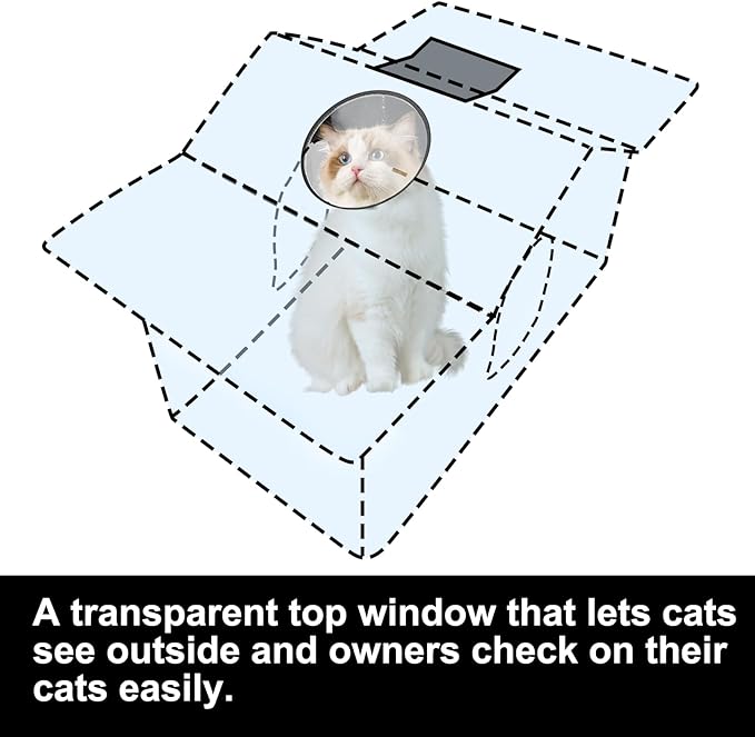 Texsens Large Cat House - Weatherproof Outdoor Cat Shelter with Roof Window- Insulated Elevated House for Stray/Barn Cats with Cozy Cushion - Ideal Waterproof Feral Cat House for Summer