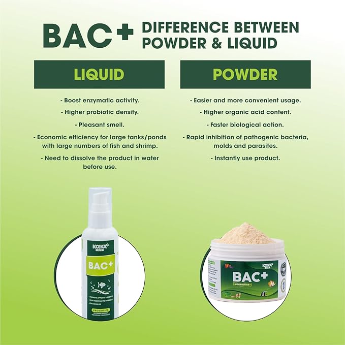 BAC+ Aquarium Probiotics, Pleasant Smell, Immunity Boosting, Disease Resistance (BAC+ (New Formula), 120ml)