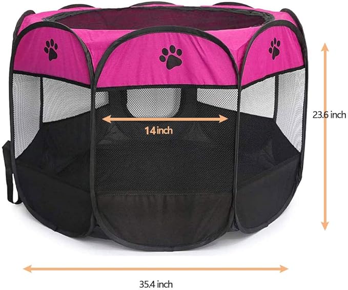 Pet Playpen, Foldable Dog Playpens, Portable Exercise Kennel Tent for Puppies/Dogs/Cats/Rabbits, Dog Play Tent with Removable Mesh Shade Cover for Travel Indoor Outdoor Using(Large)