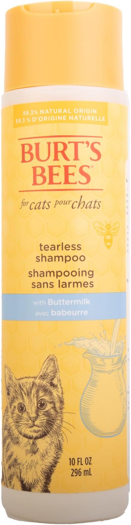 Burt's Bees for Pets Naturally Derived Kitten Tearless Shampoo with Buttermilk, Cat Shampoo, Kitten Shampoo for Cats - Cat Grooming Supplies, Cat Bath Supplies, 10 Fl Oz